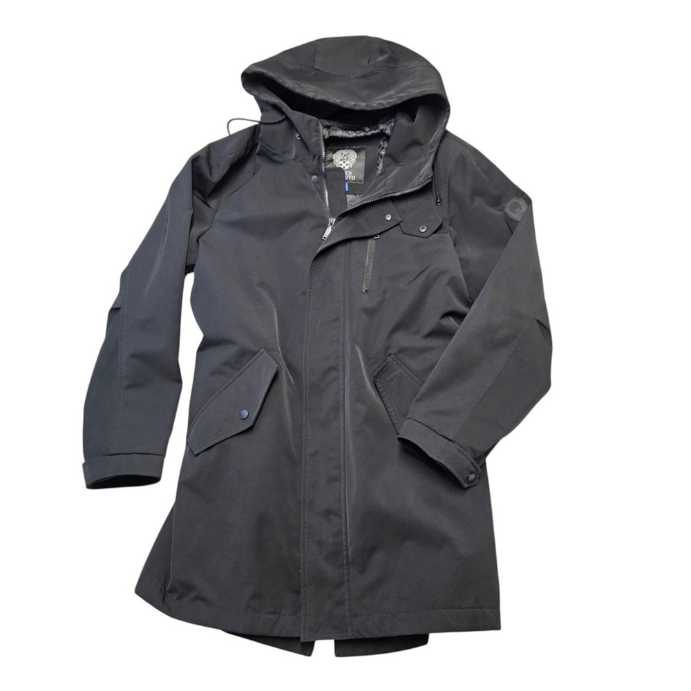 Vince Camuto Mens Hooded Softshell Parka Jacket Black M Gorpcore Techwear Urban